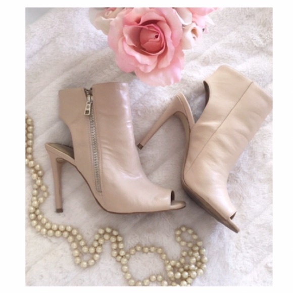 Ann Taylor Shoes - ANN TAYLOR • Natalie Leather Peeptoe Bootie Heels